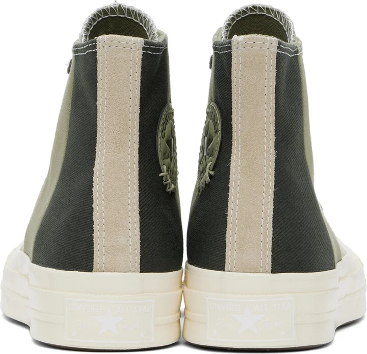 Converse Taupe & Green Chuck 70 Patchwork Suede Sneakers - Image 2
