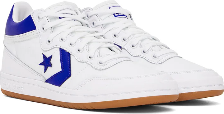 Converse White & Blue CONS Fastbreak Pro Mid Top Sneakers - Image 4