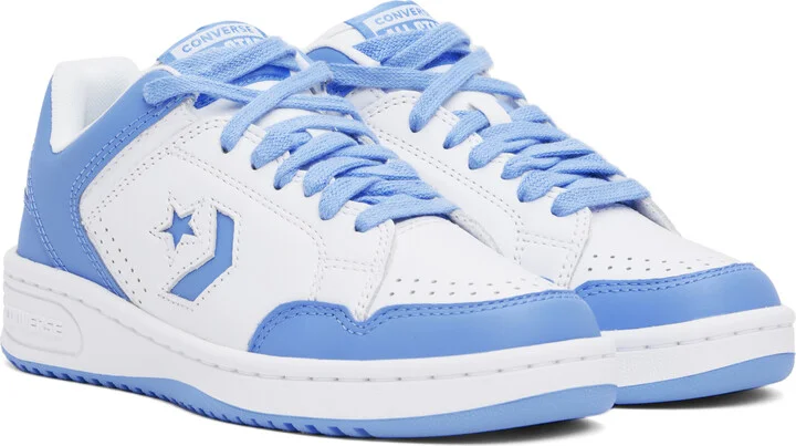 Converse White & Blue Weapon Low Top Sneakers - Image 4