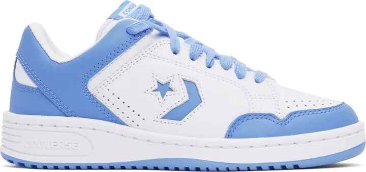 Converse White & Blue Weapon Low Top Sneakers