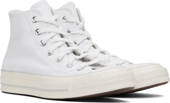 Converse White Chuck 70 Leather High Top Sneakers - Image 4