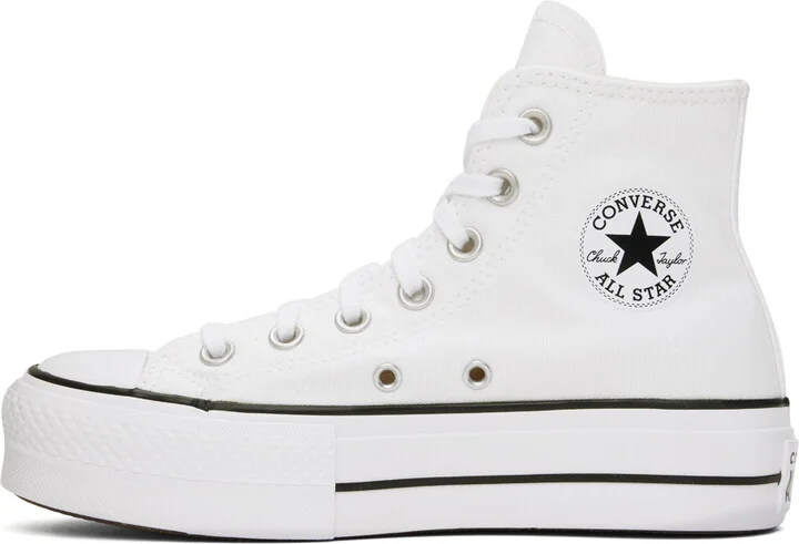 Converse White Chuck Taylor All Star Canvas Platform High Top Sneakers - Image 3