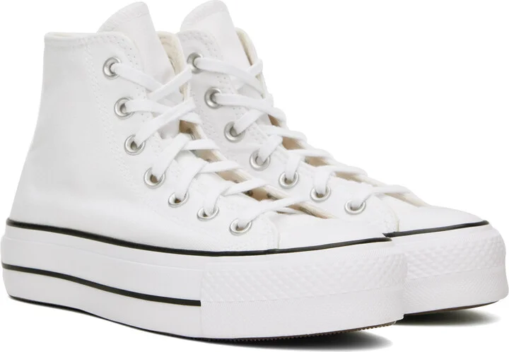 Converse White Chuck Taylor All Star Canvas Platform High Top Sneakers - Image 4