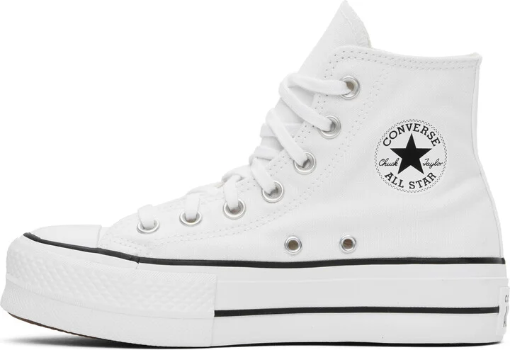 Converse White Chuck Taylor All Star Canvas Platform High Top Sneakers - Image 3