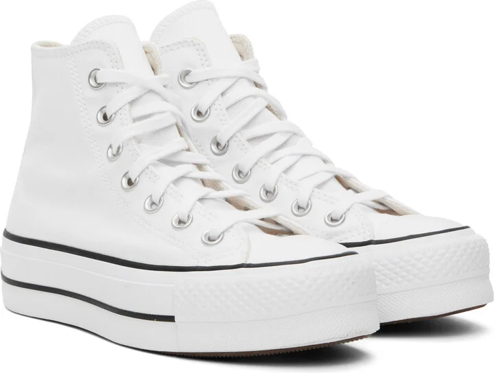 Converse White Chuck Taylor All Star Canvas Platform High Top Sneakers - Image 4