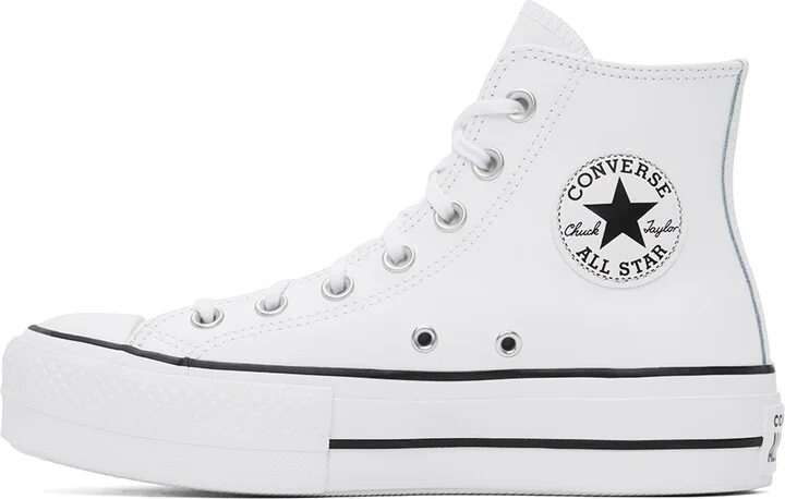 Converse White Chuck Taylor All Star Lift Leather High Sneakers - Image 3