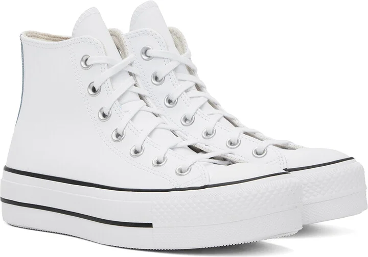 Converse White Chuck Taylor All Star Lift Leather High Sneakers - Image 4