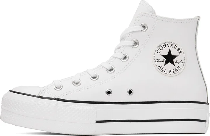 Converse White Chuck Taylor All Star Lift Leather High Top Sneakers - Image 3