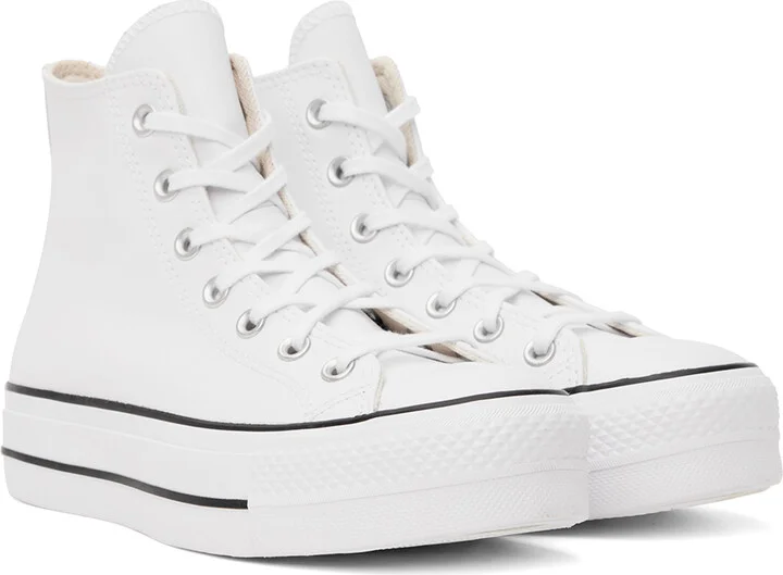 Converse White Chuck Taylor All Star Lift Leather High Top Sneakers - Image 4