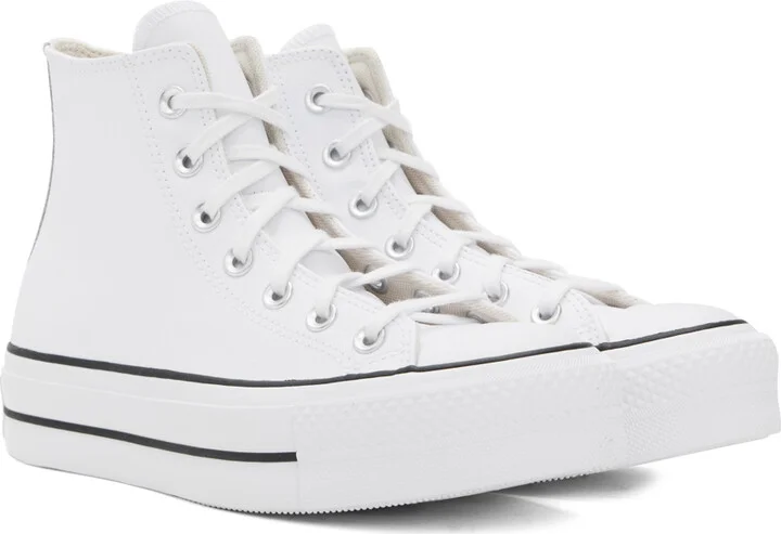 Converse White Chuck Taylor All Star Lift Leather Sneakers - Image 4
