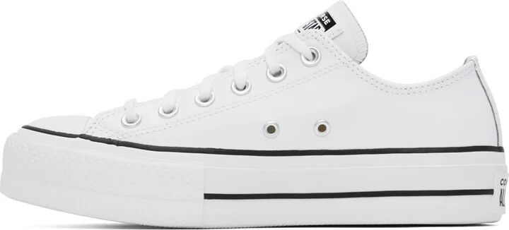 Converse White Chuck Taylor All Star Platform Leather Low Top Sneakers - Image 3