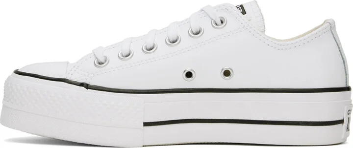 Converse White Chuck Taylor All Star Platform Leather Low Top Sneakers - Image 3