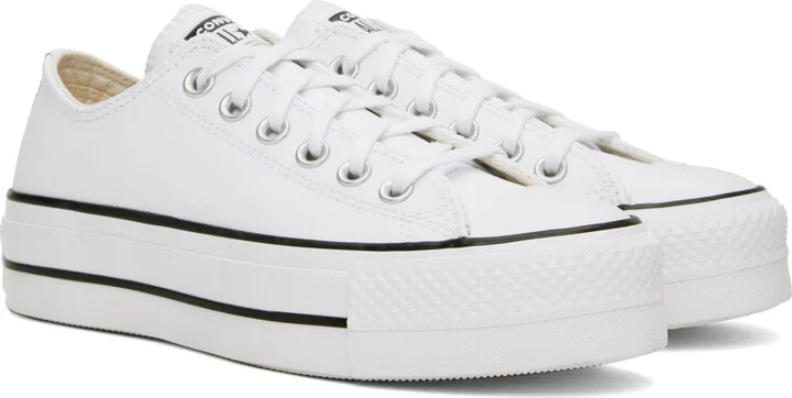 Converse White Chuck Taylor All Star Platform Leather Low Top Sneakers - Image 4
