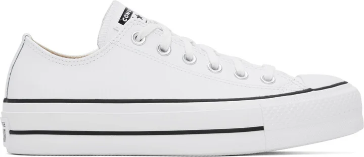 Converse White Chuck Taylor All Star Platform Leather Low Top Sneakers