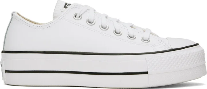 Converse White Chuck Taylor All Star Platform Leather Low Top Sneakers