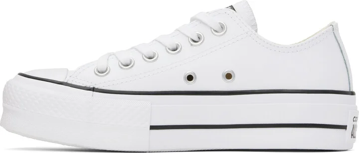 Converse White Chuck Taylor All Star Platform Leather Sneakers - Image 3