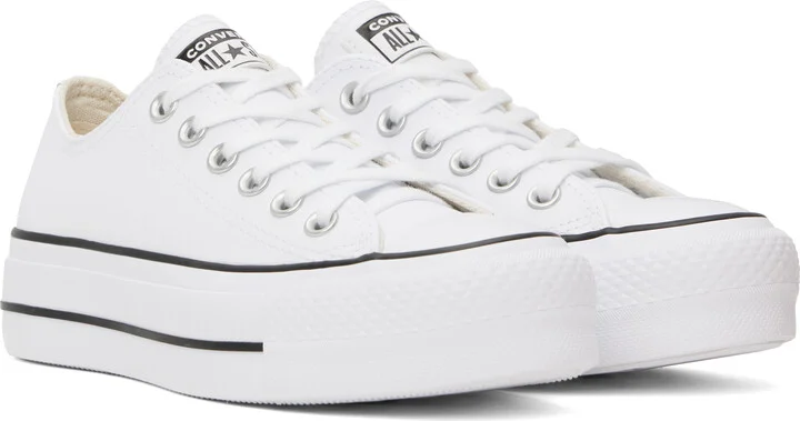 Converse White Chuck Taylor All Star Platform Leather Sneakers - Image 4