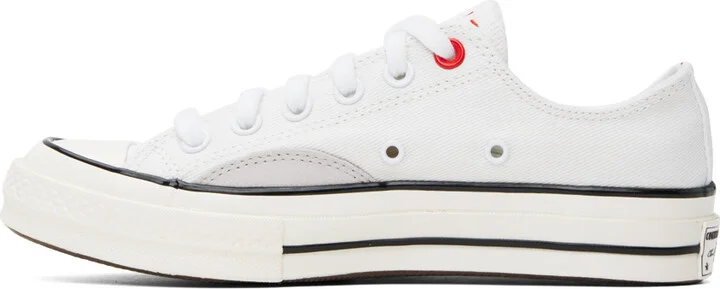 Converse White & Gray Chuck 70 Low Top Sneakers - Image 3