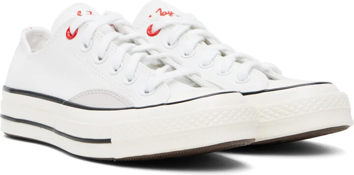 Converse White & Gray Chuck 70 Low Top Sneakers - Image 4