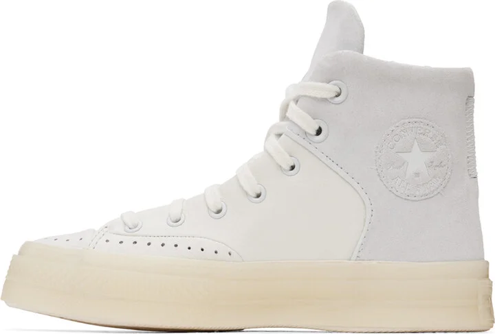 Converse White & Gray Chuck 70 Marquis Leather Sneakers - Image 3