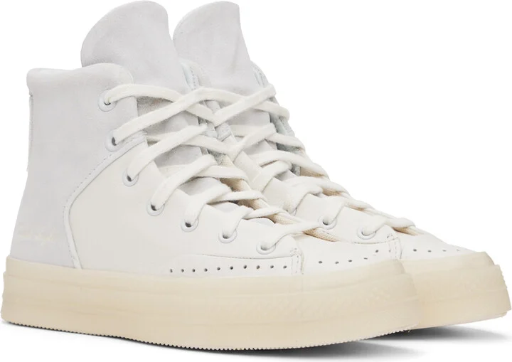 Converse White & Gray Chuck 70 Marquis Leather Sneakers - Image 4