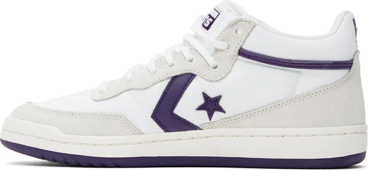 Converse White & Gray Fastbreak Pro Mid Top Sneakers - Image 3