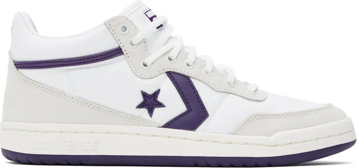 Converse White & Gray Fastbreak Pro Mid Top Sneakers