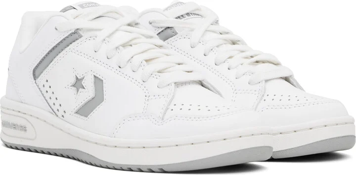 Converse White & Gray Weapon Leather Low Top Sneakers - Image 4