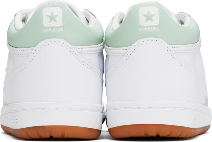 Converse White & Green CONS Fastbreak Pro Leather Mid Top Sneakers - Image 2