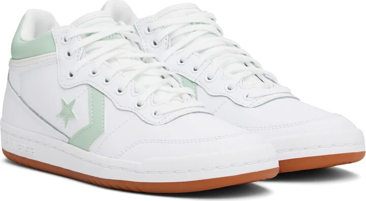 Converse White & Green CONS Fastbreak Pro Leather Mid Top Sneakers - Image 4