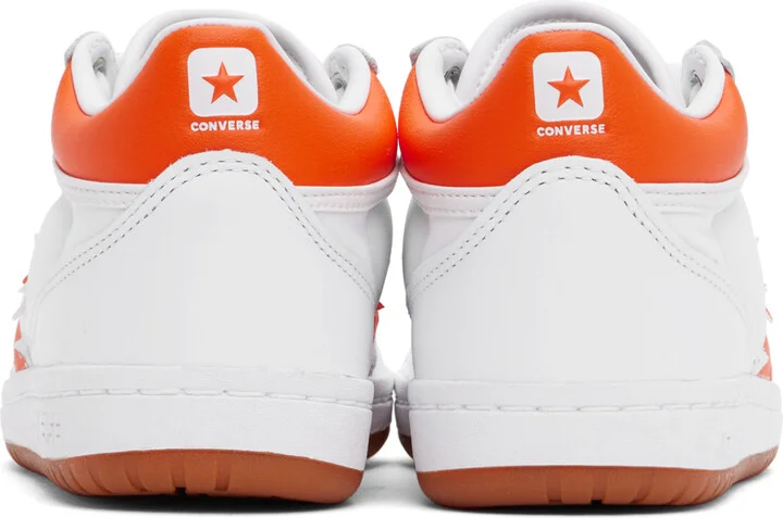 Converse White & Orange CONS Fastbreak Pro Mid Top Sneakers - Image 2