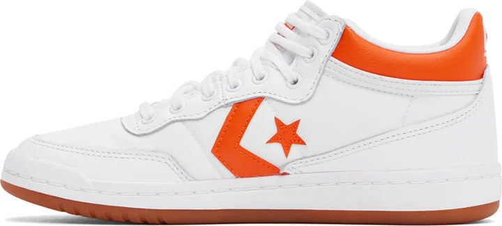 Converse White & Orange CONS Fastbreak Pro Mid Top Sneakers - Image 3