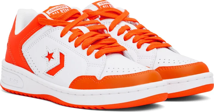 Converse White & Orange Weapon Low Top Sneakers - Image 4