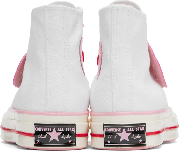 Converse White & Pink Chuck 70 High Top Sneakers - Image 2