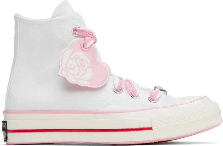 Converse White & Pink Chuck 70 High Top Sneakers