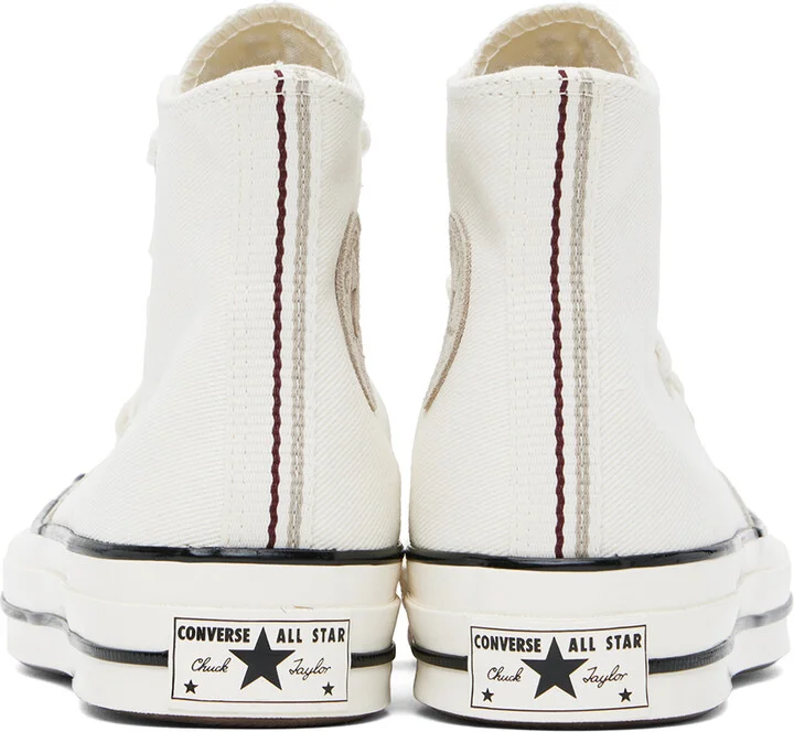 Converse White & Taupe Chuck 70 Mixed Materials High Top Sneakers - Image 2