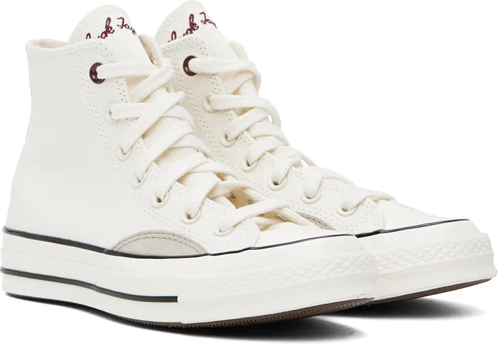 Converse White & Taupe Chuck 70 Mixed Materials High Top Sneakers - Image 4