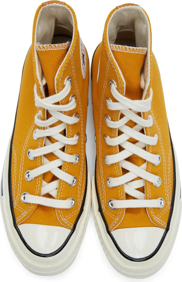 Converse Yellow Chuck 70 Hi Sneakers - Image 5