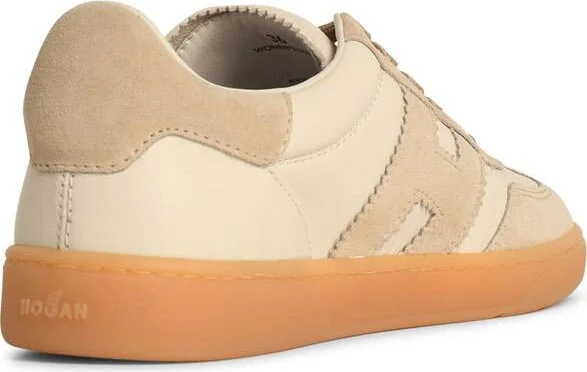 'cool' Beige Leather Sneakers - Image 3