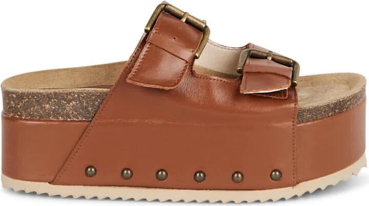Cooper-Two Leather Platform Sandal-Brown - Image 3
