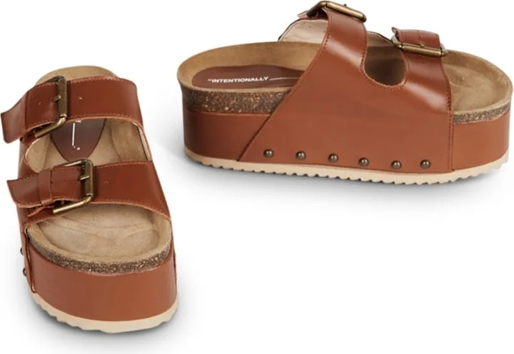 Cooper-Two Leather Platform Sandal-Brown