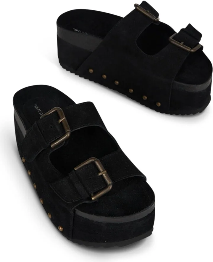 Cooper-Two Suede Platform Sandal-Black