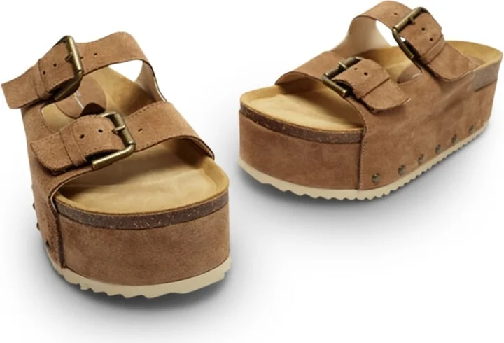 Cooper-Two Suede Platform Sandal-Brown