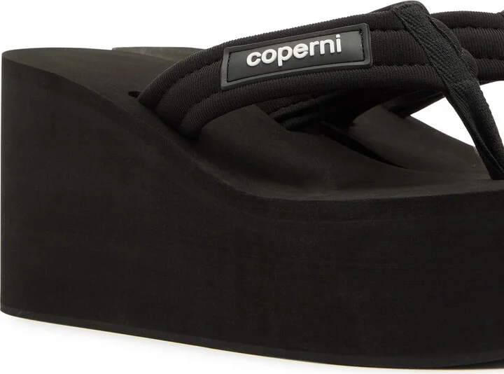 Coperni 90 Canvas Thong Wedge Sandals - Image 4