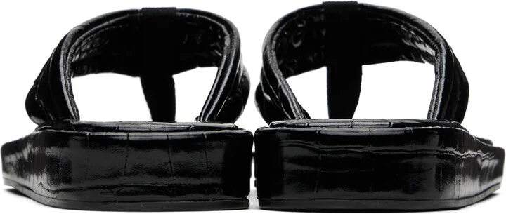 Coperni Black Branded Flip Flops - Image 2