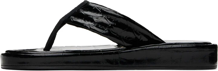 Coperni Black Branded Flip Flops - Image 3