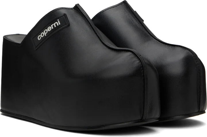 Coperni Black Branded Wedge Clogs - Image 4