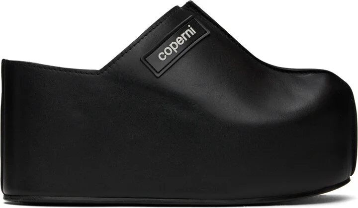 Coperni Black Branded Wedge Clogs