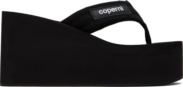 Coperni Black Branded Wedge Heeled Sandals