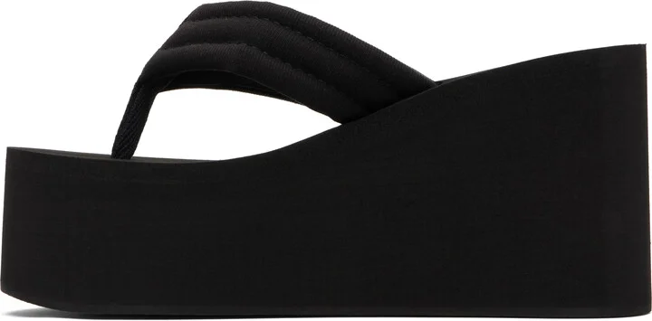 Coperni Black Branded Wedge Sandals - Image 3